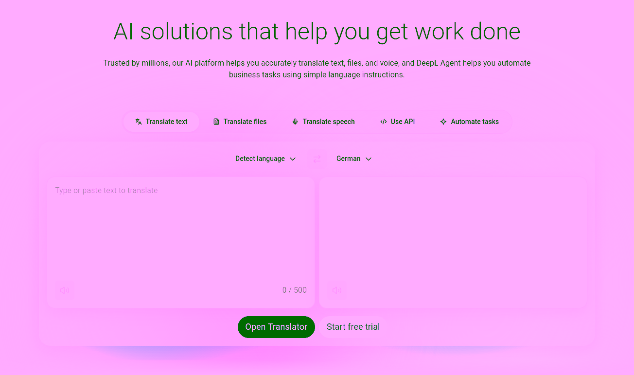 DeepL’s new AI platform homepage